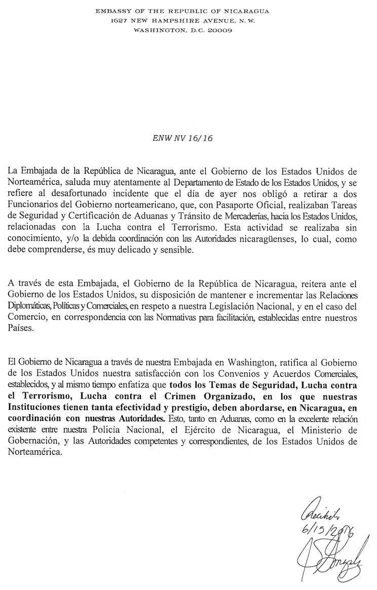 Nota Diplomatica Dept. de Estado Ref. Funcionarios CBP 1 Page 1