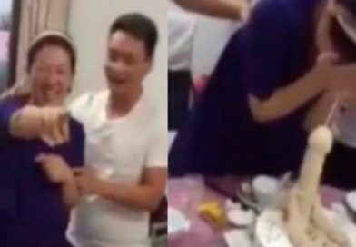 Mujer termina empapada tras morder regalo sexual por cumpleaños
