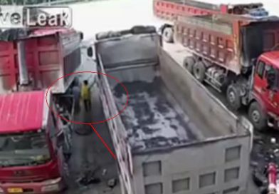 Un hombre muere aplastado entre dos camiones en China