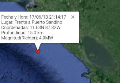 Sismo frente a Puerto Sandino
