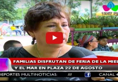 Familiares disfrutan de feria de la miel y el mar en plaza 22 de agosto