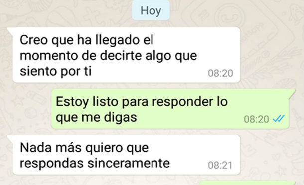 Se le declararon por Whatsapp, pero acabó hundido en la "friendzone"