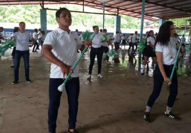Banda rítmica del colegio Miguel Bonilla avanza en sus prácticas