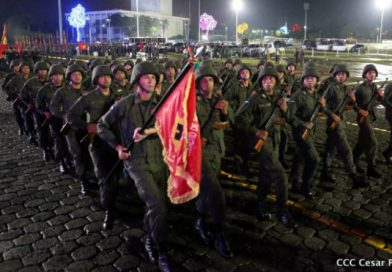 Ejército de Nicaragua realiza prácticas para desfile militar en saludo al 38 Aniversario