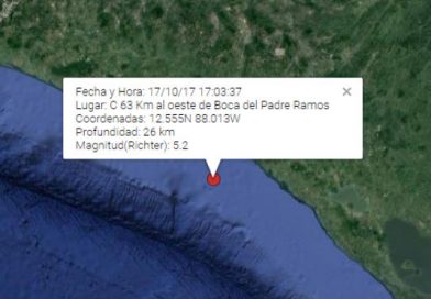 Se registra sismo magnitud 5.2 en occidente de Nicaragua