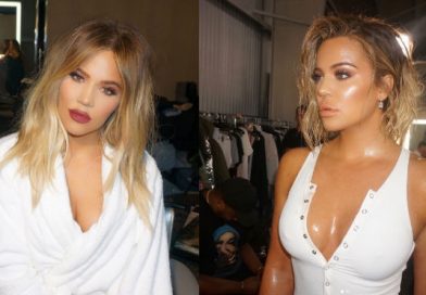 Khloé Kardashian posa "embarazada" con un sensual vestido