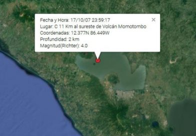 Reportan fuerte sismo en el Lago de Managua, frente a Nagarote