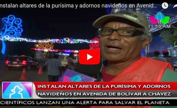 Instalan altares de la purísima y adornos navideños en Avenida de Bolívar a Chávez