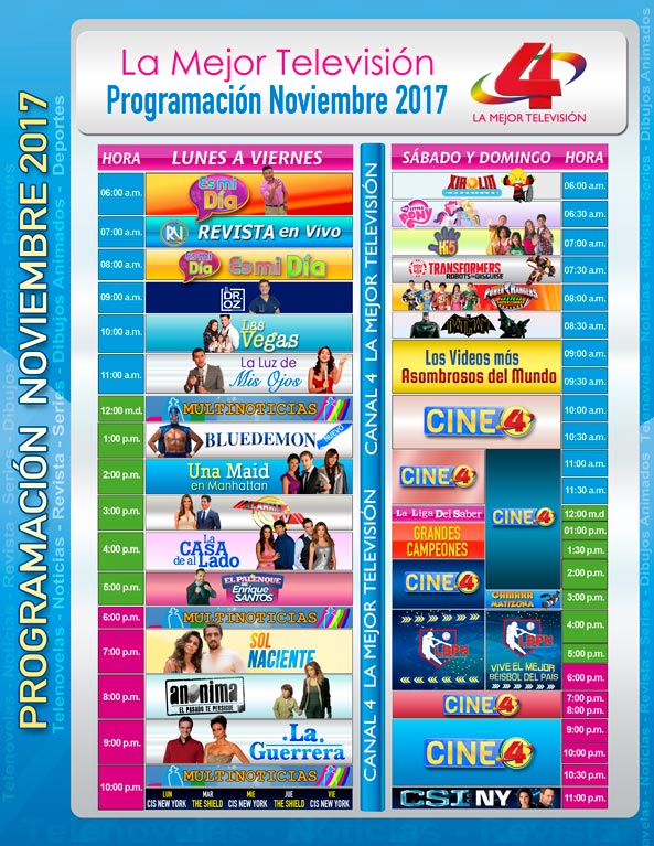 Canal 4 - Programacion Noviembre 2017