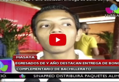 Masaya: Egresados de V año destacan entrega de bono complementario de bachillerato