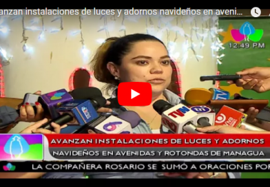 Avanzan instalaciones de luces y adornos navideños en avenidas y rotondas de Managua