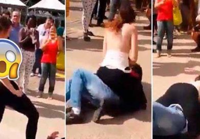 Señorita ataca a un hombre con sus pechos luego de que no paraba de verlos fijamente