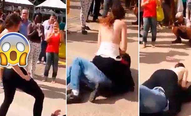 Señorita ataca a un hombre con sus pechos luego de que no paraba de verlos fijamente