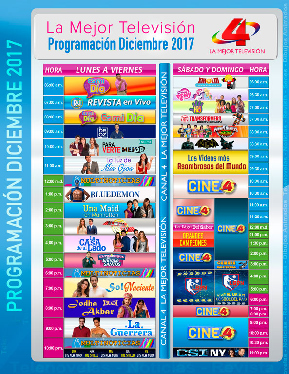 programacion canal4 diciembre2017