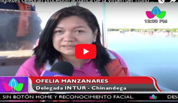 Feligreses celebran procesión acuática de la Virgen del Trono en Chinandega