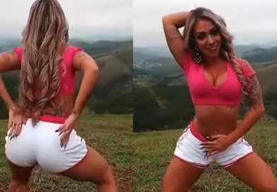 Bella brasileña realizó esta candente coreografía en el campo