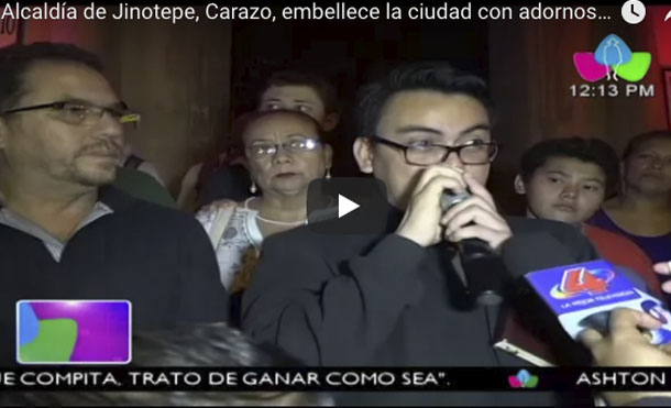 Alcaldía de Jinotepe, Carazo, embellece la ciudad con adornos navideños