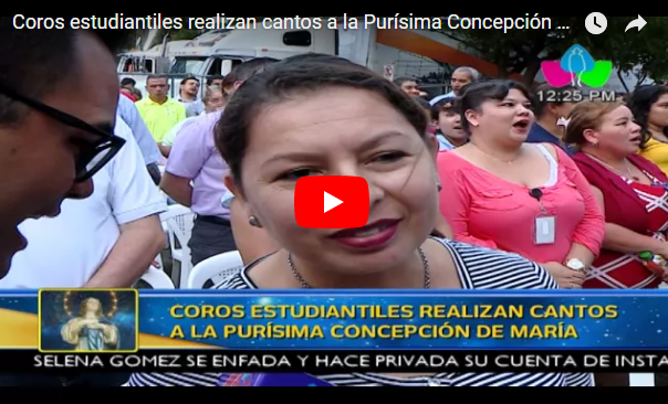 Coros estudiantiles realizan cantos a la Purísima Concepción de María
