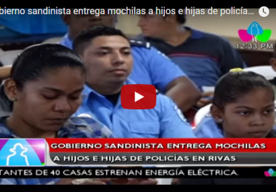 Gobierno sandinista entrega mochilas a hijos e hijas de policías en Rivas