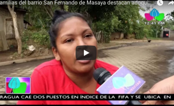 Familias del barrio San Fernando de Masaya destacan adoquinado de calles