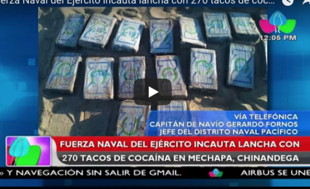 Fuerza Naval del Ejército incauta lancha con 270 tacos de cocaína en Mechapa, Chinandega