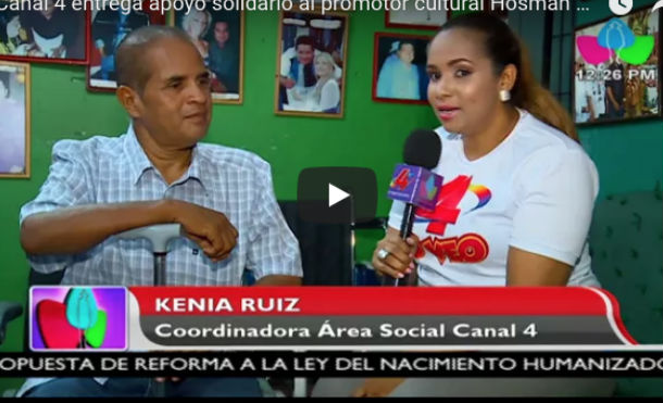 Canal 4 entrega apoyo solidario al promotor cultural Hosman Balmaceda