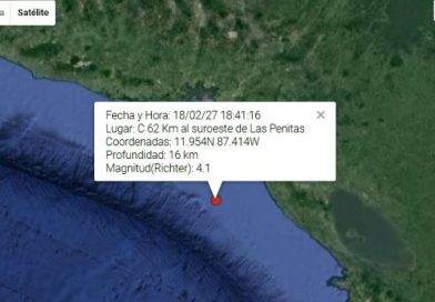 Sismo de 4.1 grados sacude el pacífico nicaragüense