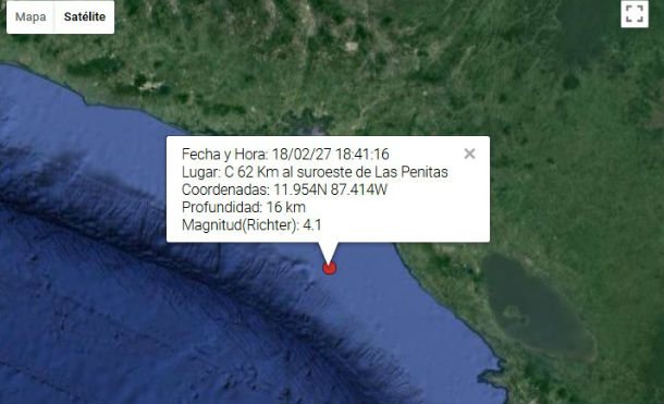 Sismo de 4.1 grados sacude el pacífico nicaragüense