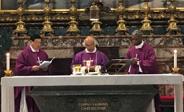 Compañera Rosario felicita al Cardenal Leopoldo Brenes por santa eucaristía en Roma