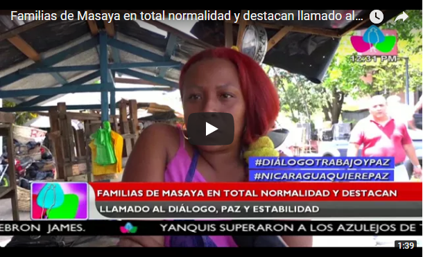 Familias de Masaya en total normalidad y destacan llamado al diálogo, paz y estabilidad
