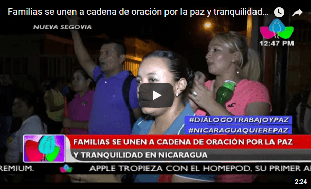 Familias se unen a cadena de oración por la paz y tranquilidad en Nicaragua