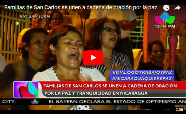 Familias de San Carlos se unen a cadena de oración por la paz y tranquilidad en Nicaragua