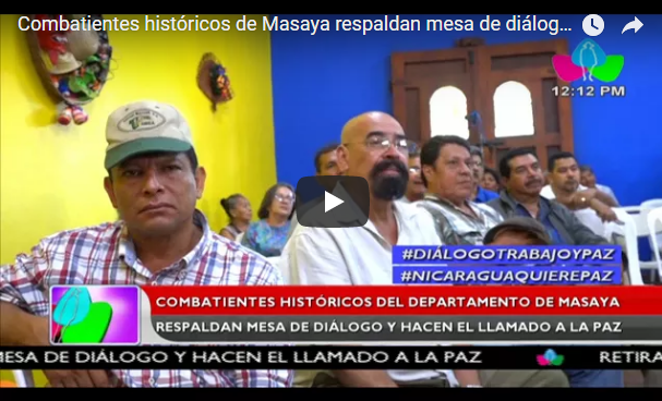 Combatientes históricos de Masaya respaldan mesa de diálogo y hacen llamado a la paz
