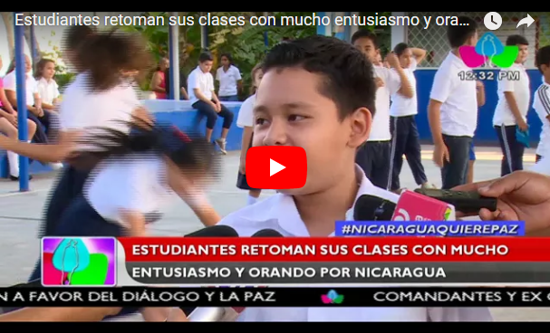 Estudiantes retoman sus clases con mucho entusiasmo y orando por Nicaragua