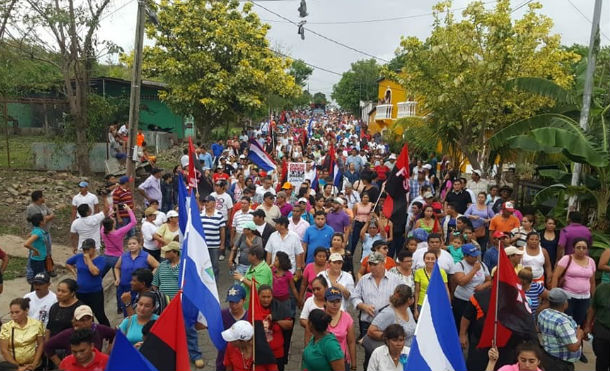 El pueblo trabajador de Juigalpa marcha en rechazo a los tranques