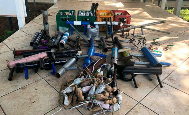 Armas encontradas a los terroristas en la UNAN Managua después de su huida