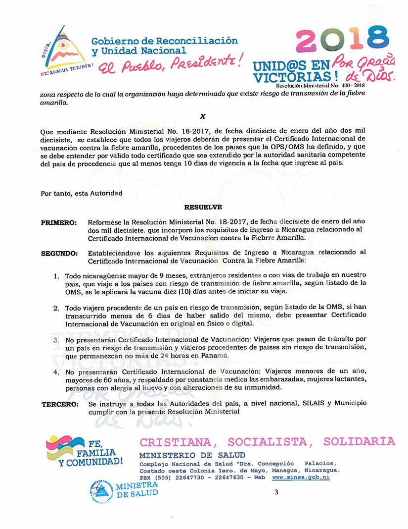 Ministerio de Salud emite resolución sobre Fiebre Amarilla