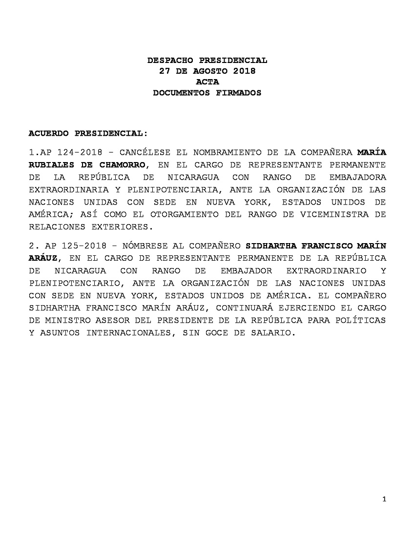 El Compañero Sidhartha Francisco Marín Aráuz es nombrado representante permanente de Nicaragua ante la ONU