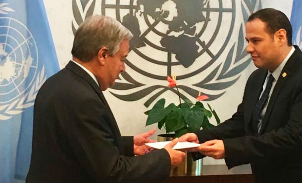 Embajador Sidharta Marín presenta credenciales como Representante Permanente ante Naciones Unidas