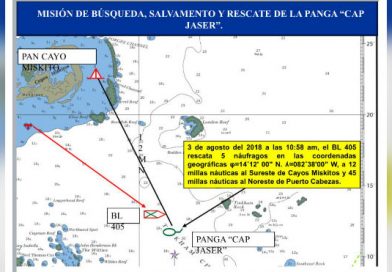 Fuerza Naval nicaragüense rescata a 5 náufragos cerca de los Cayos Miskitos