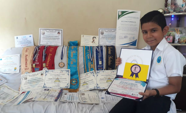 Augusto Fernando Cundano Trujillo, el mejor alumno de primaria de Nicaragua es de Chontales