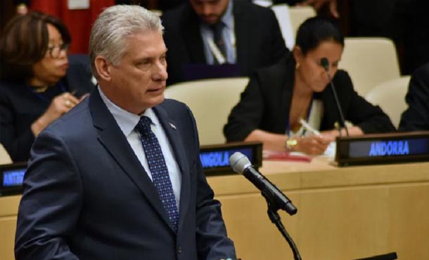 Presidente de Cuba denuncia ante la ONU los intentos de EE.UU. de desestabilizar al gobierno de Nicaragua