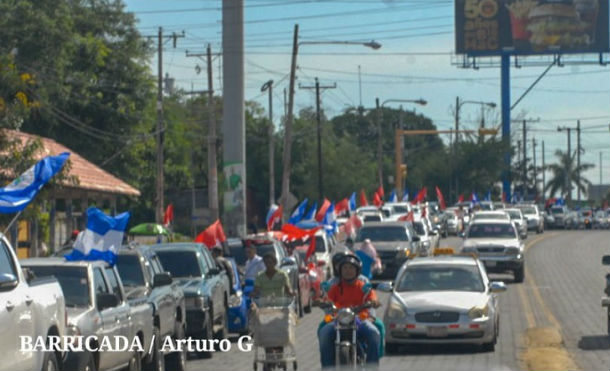 Gigantesca caravana sandinista demanda Paz y Justicia en calles de Managua