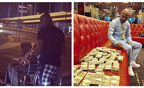 (+Video) Floyd Mayweather crea reto viral solidario tras regalarle dinero a un indigente 