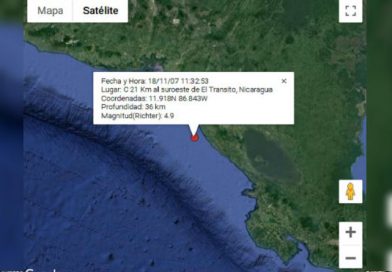 Sismo sacude el pacífico de Nicaragua