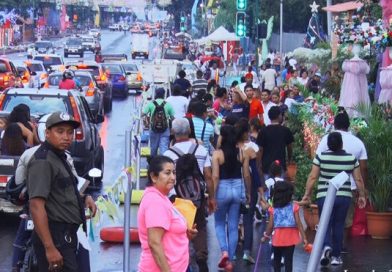 Familias recorren altares a la Purísima Concepción de María en la Avenida de Bolívar a Chávez