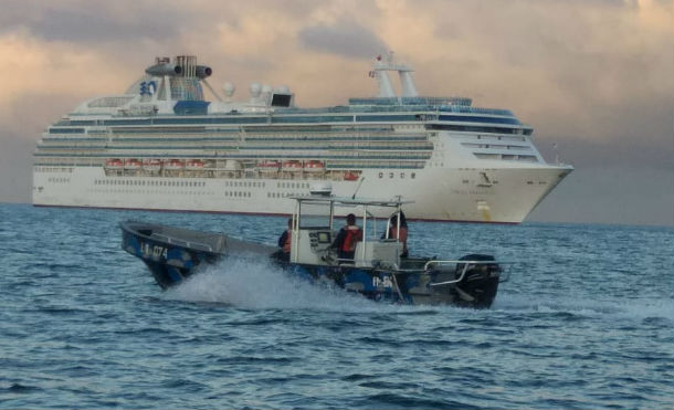 Fuerza Naval brindó protección y seguridad al arribo del crucero Coral Princess, en la bahía de San Juan del Sur