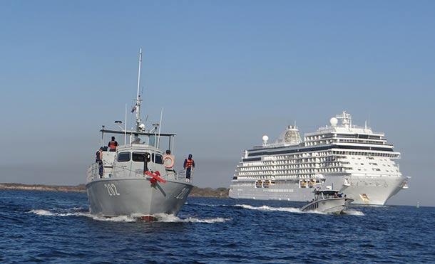 Fuerza Naval brindó protección y seguridad al arribo del crucero Seven Seas Explorer en Puerto Corinto