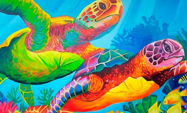 Fragilidad y belleza del mar en un mural del pintor José Mariano Quintero en San Juan del Sur