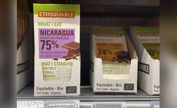Foto cortesía: El Cacao nicaragüense ha cruzado el Océano Atlántico y está presente en las cadenas de supermercados belgas, ese es el caso de las cadenas CARREFOUR y COLRUYT
